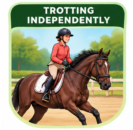 A rider trotting independently on a horse